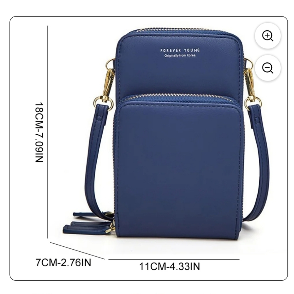 Navy Crossbody Bag with Gold Accents - Picture 2 of 12
